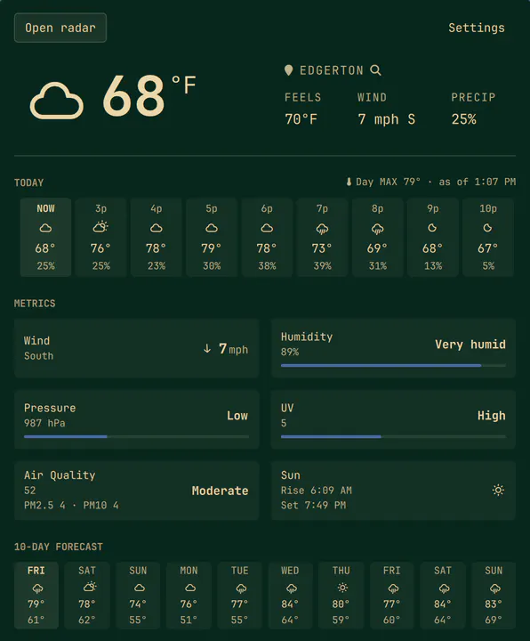 Detailed Weather preview