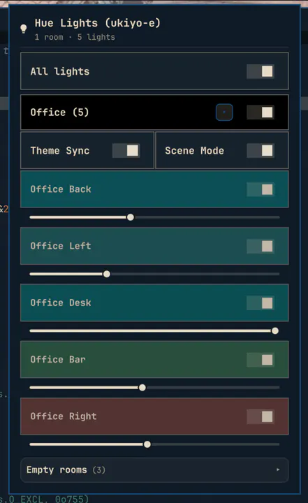 Omarchy Hue Light Control and Theme Sync preview
