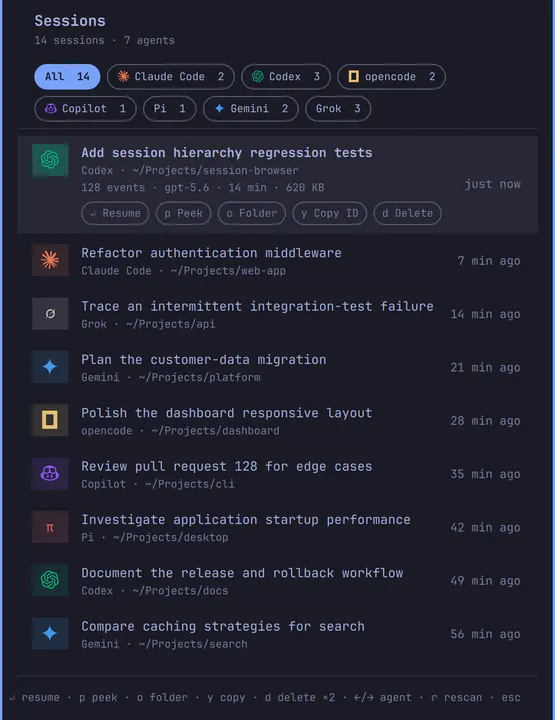 Session Browser preview