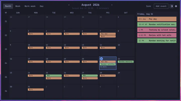 CalDav Calendar preview